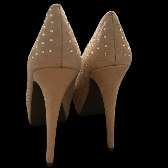 Nude Platform Heels Covered in Rhinestones - Picture 4 of 8